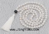 GMN685 Hand-knotted 8mm, 10mm Tibetan agate 108 beads mala necklaces with tassel