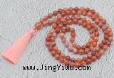 GMN694 Hand-knotted 8mm, 10mm fire agate 108 beads mala necklaces with tassel