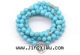 GMN7053 8mm blue howlite 108 mala beads wrap bracelet necklaces