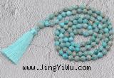 GMN720 Hand-knotted 8mm, 10mm sea sediment jasper 108 beads mala necklaces with tassel