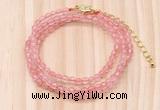 GMN7206 4mm faceted round tiny cherry quartz beaded necklace jewelry