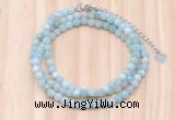 GMN7213 4mm faceted round tiny amazonite beaded necklace jewelry