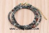 GMN7235 4mm faceted round tiny African bloodstone beaded necklace jewelry