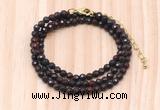 GMN7237 4mm faceted round tiny brecciated jasper beaded necklace jewelry
