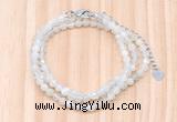 GMN7252 4mm faceted round tiny white moonstone beaded necklace jewelry
