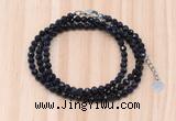 GMN7266 4mm faceted round blue goldstone beaded necklace jewelry