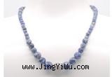 GMN7313 blue spot stone graduated beaded necklace & bracelet set