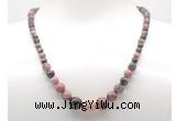 GMN7317 rhodonite graduated beaded necklace & bracelet set