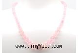 GMN7325 rose quartz graduated beaded necklace & bracelet set