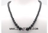 GMN7335 black obsidian graduated beaded necklace & bracelet set