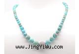 GMN7349 blue sea sediment jasper graduated beaded necklace & bracelet set