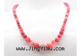 GMN7355 red banded agate graduated beaded necklace & bracelet set