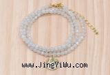 GMN7400 4mm faceted round tiny white jade beaded necklace with constellation charm