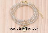 GMN7405 4mm faceted round tiny yellow watermelon beaded necklace with constellation charm