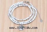 GMN7411 4mm faceted round tiny white howlite beaded necklace with constellation charm