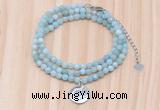 GMN7413 4mm faceted round tiny amazonite beaded necklace with constellation charm