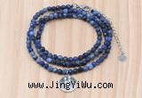 GMN7417 4mm faceted round tiny sodalite beaded necklace with constellation charm