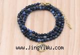 GMN7418 4mm faceted round tiny dumortierite beaded necklace with constellation charm