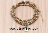 GMN7427 4mm faceted round tiny picture jasper beaded necklace with constellation charm