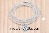 GMN7452 4mm faceted round tiny white moonstone beaded necklace with constellation charm