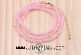 GMN7456 4mm faceted round tiny rose quartz beaded necklace with constellation charm