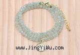 GMN7462 4mm faceted round prehnite beaded necklace with constellation charm