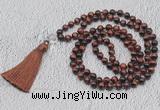 GMN749 Hand-knotted 8mm, 10mm red tiger eye 108 beads mala necklaces with tassel