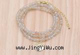 GMN7505 4mm faceted round tiny yellow watermelon beaded necklace with letter charm