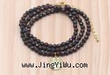 GMN7537 4mm faceted round tiny brecciated jasper beaded necklace with letter charm