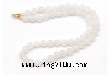 GMN7707 18 - 36 inches 8mm, 10mm round white jade beaded necklaces