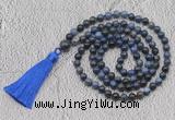 GMN775 Hand-knotted 8mm, 10mm dumortierite 108 beads mala necklaces with tassel