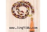 GMN8212 18 - 36 inches 8mm mookaite 54, 108 beads mala necklace with tassel
