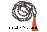 GMN8402 Hand-knotted 8mm, 10mm garnet 27, 54, 108 beads mala necklace with tassel