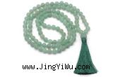 GMN8427 8mm, 10mm matte green aventurine 27, 54, 108 beads mala necklace with tassel