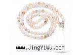 GMN8443 8mm, 10mm matte montana agate 27, 54, 108 beads mala necklace with tassel
