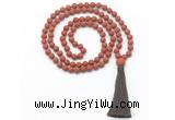 GMN8449 8mm, 10mm matte red jasper 27, 54, 108 beads mala necklace with tassel