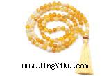GMN8493 8mm, 10mm sea blue banded agate 27, 54, 108 beads mala necklace with tassel