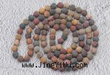 GMN910 Hand-knotted 8mm, 10mm matte picasso jasper 108 beads mala necklaces