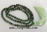 GNBS57 Hand-knotted 10mm ruby zoisite 108 beads mala necklace with tassel