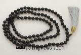GNBS62 Hand-knotted 10mm black sandalwood 108 beads mala necklace with tassel