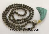 GNBS70 Hand-knotted 8mm Agarwood 108 beads mala necklace with tassel & charm