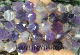 HABS18 15 inches 12mm faceted hexagon amethyst beads wholesale