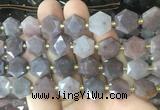 HABS23 15 inches 12mm faceted hexagon purple aventurine beads wholesale
