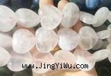 HGBS102 15 inches 28mm heart rose quartz gemstone beads wholesale