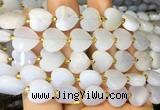 HGBS129 15 inches 12mm faceted heart blue chalcedony beads wholesale