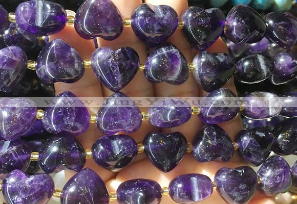 HGBS137 15 inches 15mm heart Amethyst beads wholesale