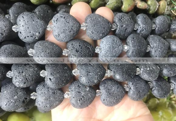 HGBS99 15 inches 20mm heart black lava beads wholesale