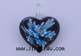 LP03 16*32*40mm heart inner flower lampwork glass pendants