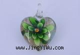LP06 15*30*40mm heart inner flower lampwork glass pendants
