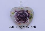 LP24 11*37*45mm heart inner flower lampwork glass pendants